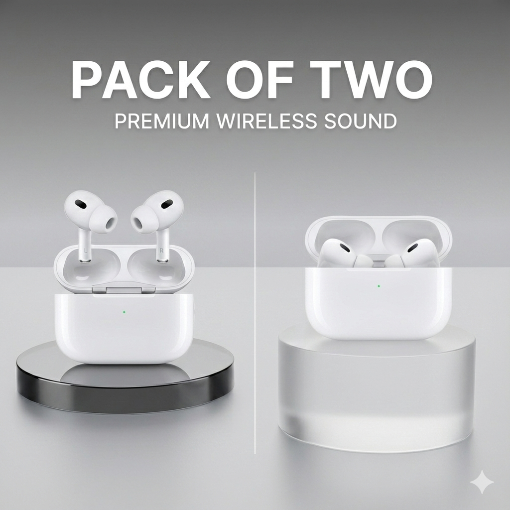 PACK OF TWO Earbuds White – Wireless Bluetooth Earbuds with Active Noise Cancellation & Long Battery Life