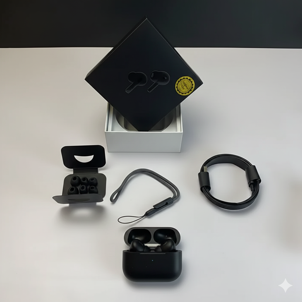 Earbuds Black– Wireless Bluetooth Earbuds with Active Noise Cancellation & Long Battery Life