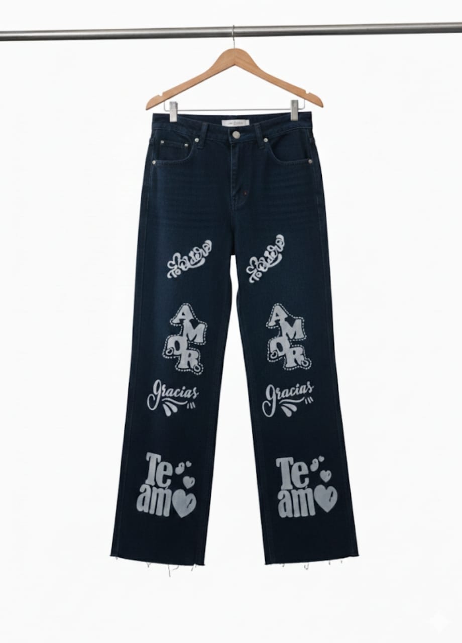 Printed Relaxed Straight Fit Jeans