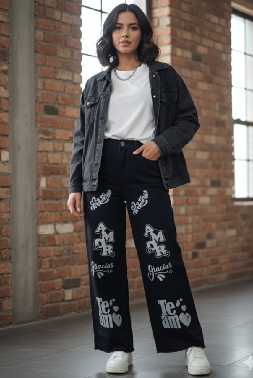 Printed Relaxed Straight Fit Jeans