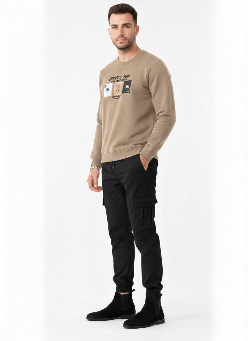 Pair of Winter Trouser Shirt Black and Skin color combo