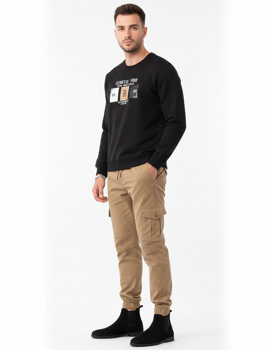 Pair of Winter Trouser Shirt Black and Camal color combo