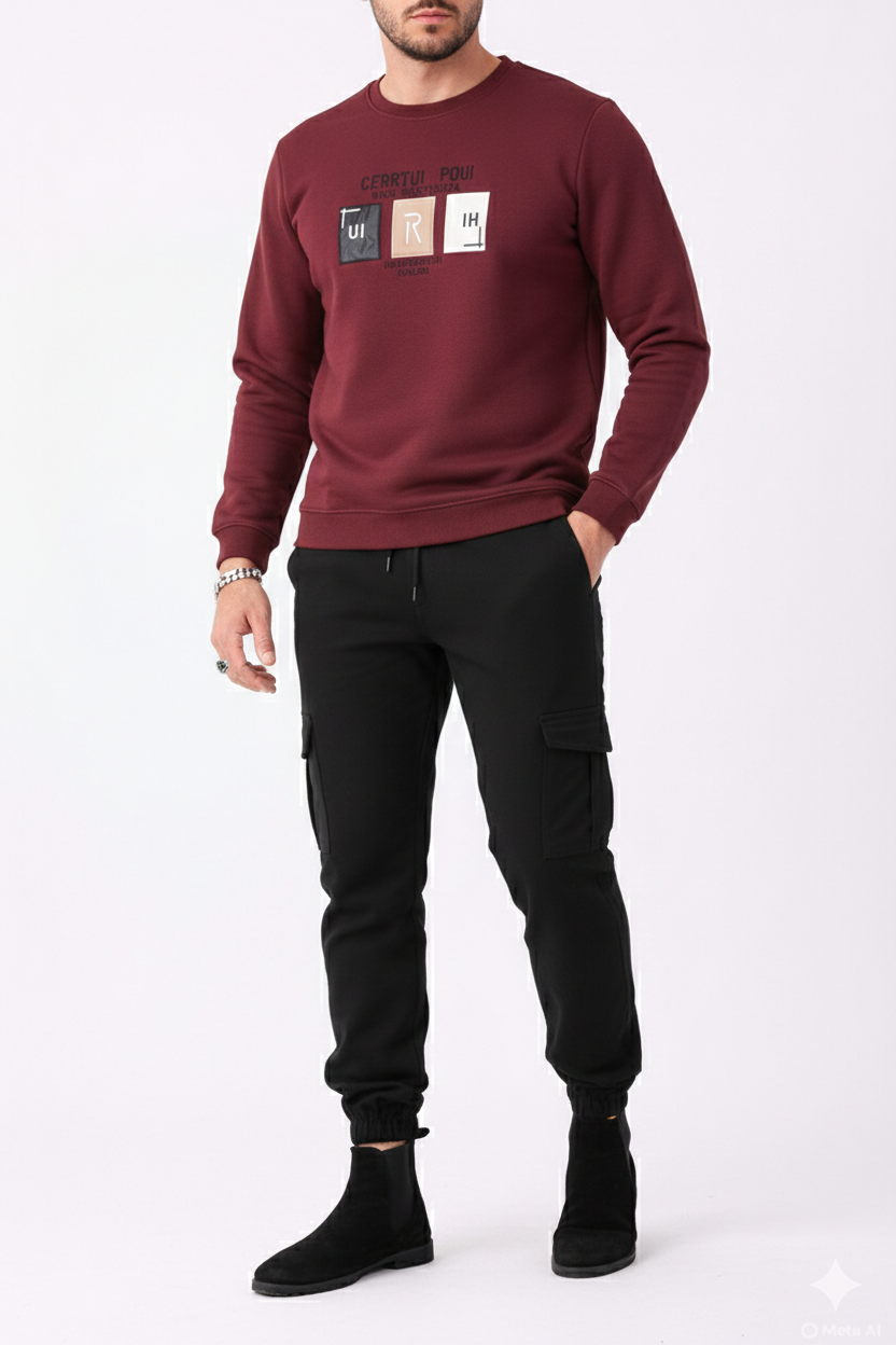 Pair of Winter Trouser Shirt Mehron and Black color combo