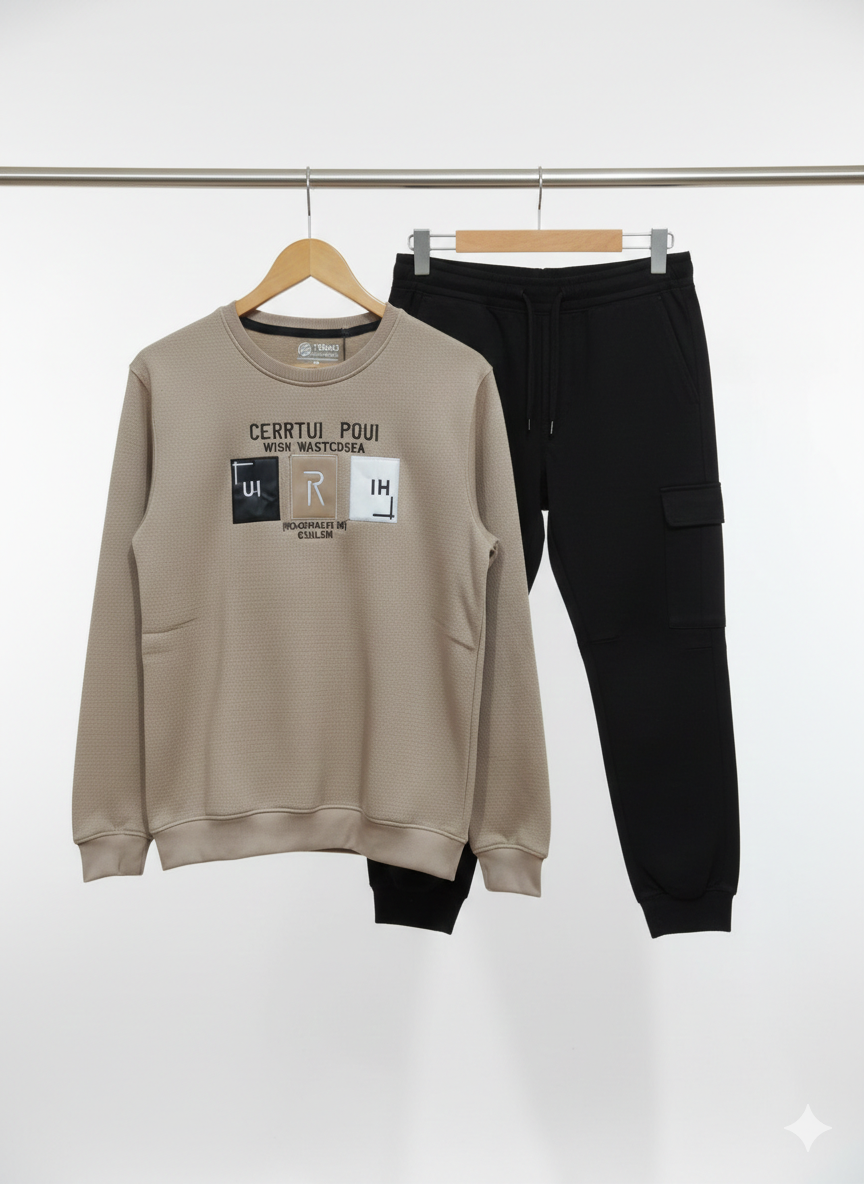 Pair of Winter Trouser Shirt Black and Skin color combo