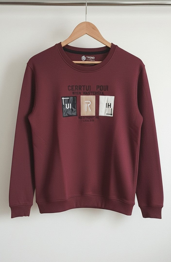 Men Fleece Sweat shirt (Mehroon)